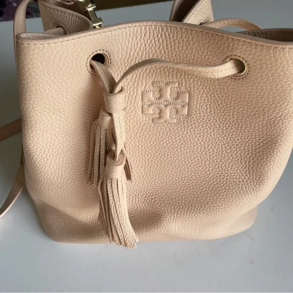 Tory Burch Light Nude Pink Bucket Bag Crossbody Purse - Picture 3 of 16